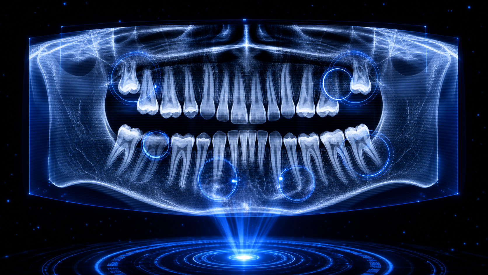 Holographic dental radiograph visualization with AI annotation rings